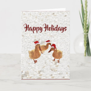 Trois canards Père Noël Jolly en neige carte de No