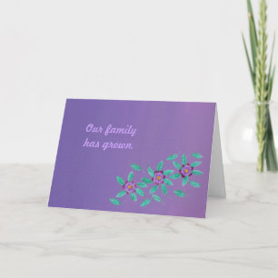 Trois cartes Faire-part d'adoption de fleurs viole