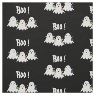Trois Cartoon Little Ghost tissu noir