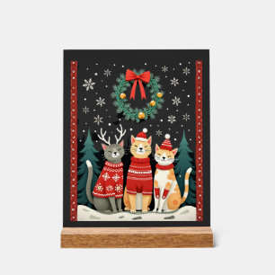 Trois chats drôle de Noël Chat Sweat de Noël Xmas
