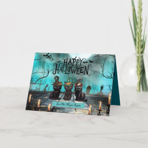 Trois Chats Noirs Carte de voeux Halloween