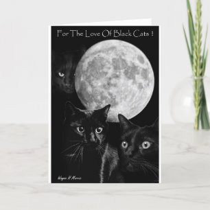 Trois chats noirs et la carte de voeux de lune