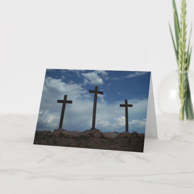 Trois Croix Calvaire Jésus Christ Carte de voeux (Devant)