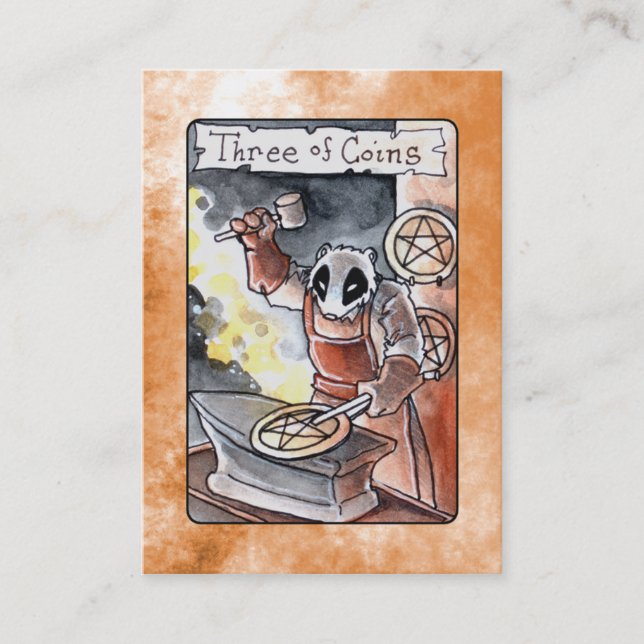 Trois du carte de visite de tarot de pièces de (Devant)
