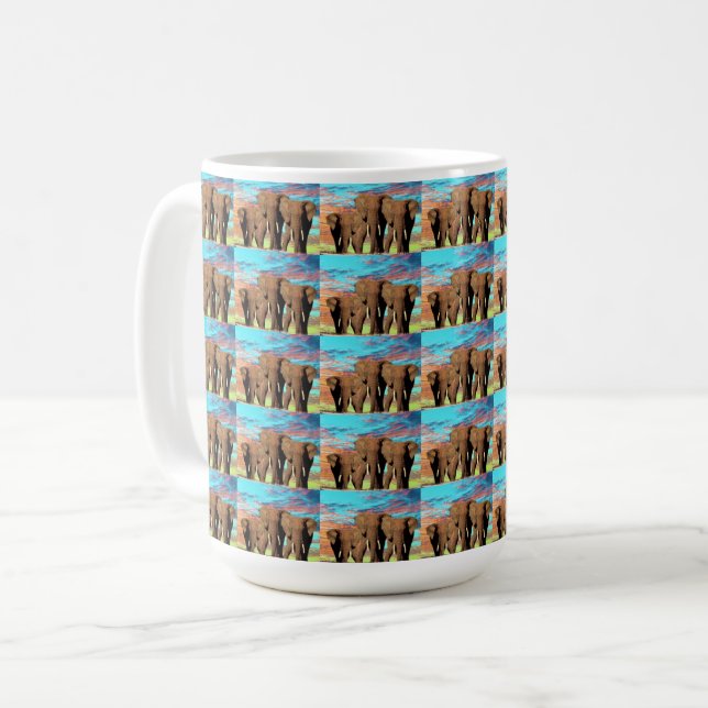 Trois éléphants africains, Mug de café (Devant gauche)