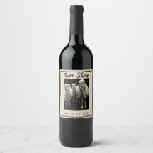 TROIS ÉTIQUETTE DE BOUTEILLE DE VIN SHEEP PHOTO