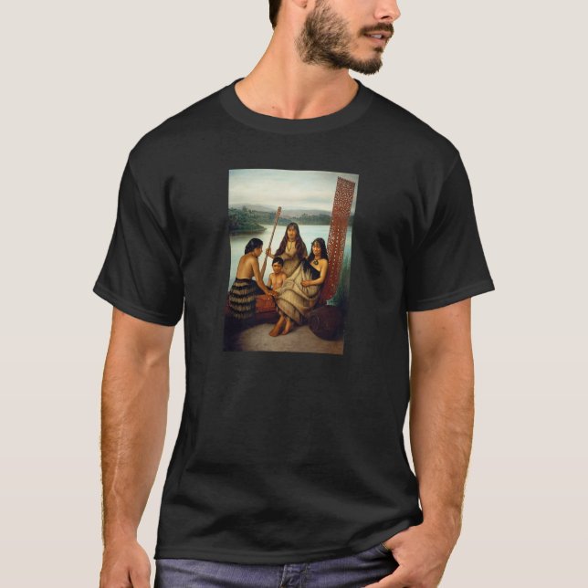 "Trois filles maories et un T-shirt de Lindauer de (Devant)