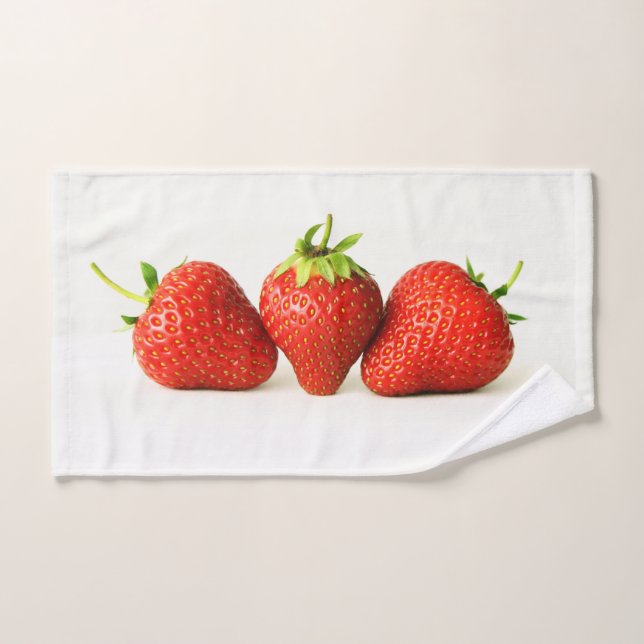 Trois Fraises Sur Btcna Blanc (Serviette à main)