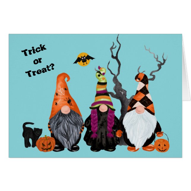 Trois Gnomes amusants Halloween Trick ou Treat (Devant horizontal)
