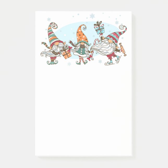 Trois Gnomes de Noël Elves Post-It Notes (Devant)
