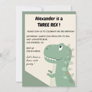 Trois invitations d'anniversaire rex 3 rex  Garçon