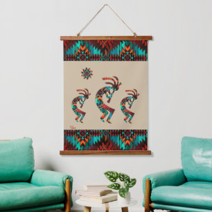 Trois Kokopelli Sud-Ouest Suspendu Tapisserie