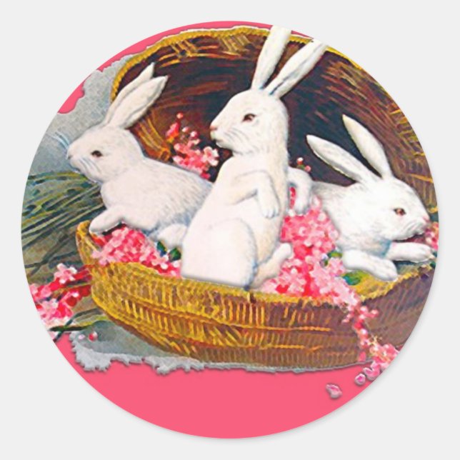 Trois lapins dans le panier Stickers (Devant)
