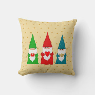 Trois lutins de Noël et étoiles coussin jeté