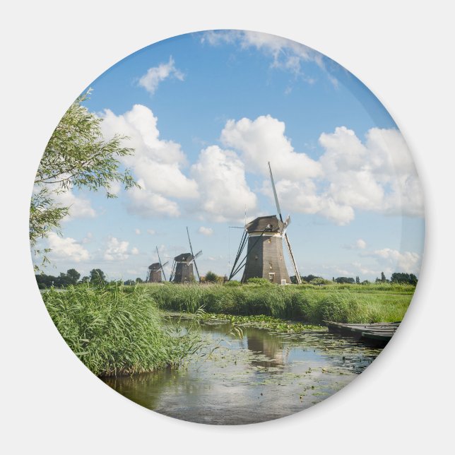 Trois moulins à vent et un aimant de canal rond (Devant)