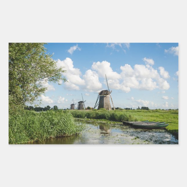 Trois moulins à vent et un autocollant rectangulai (Devant)