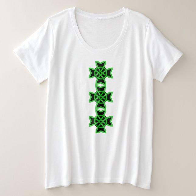 Trois noeuds celtiques Abstraits vert vif Noir (Design devant)