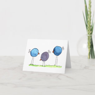 Trois oiseaux aquarelles fantaisistes