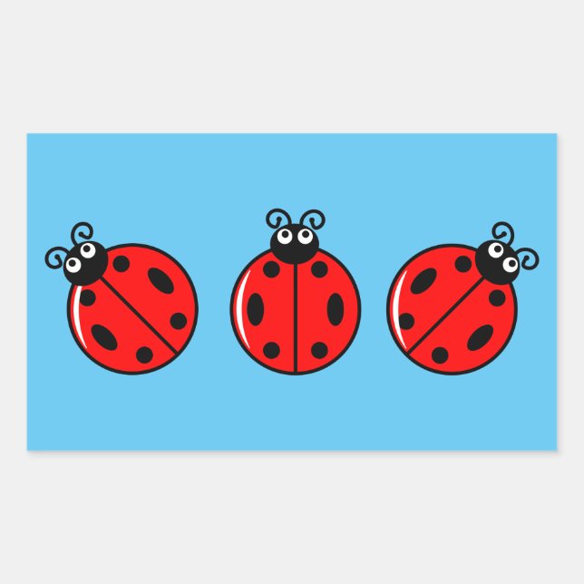 Trois petits Ladybugs - Stickers Rectangle (Devant)