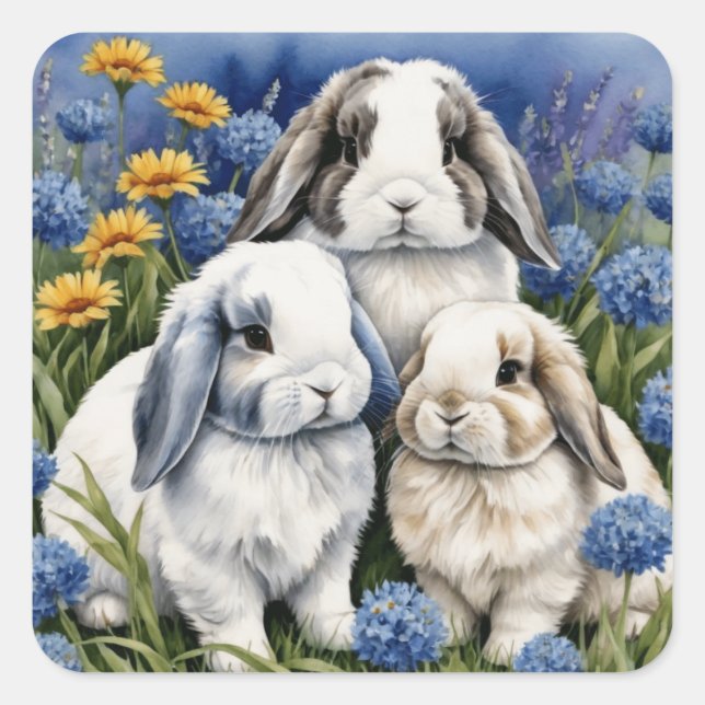 Trois petits lapins lapins de lapin de Lop Sticker (Devant)