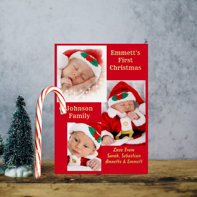 Trois Photo Baby 1er Noël Carte de confiserie fami (Créateur téléchargé)