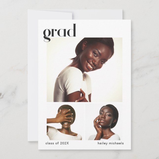 Trois photo Collage Graduation Party Invitation (Devant)