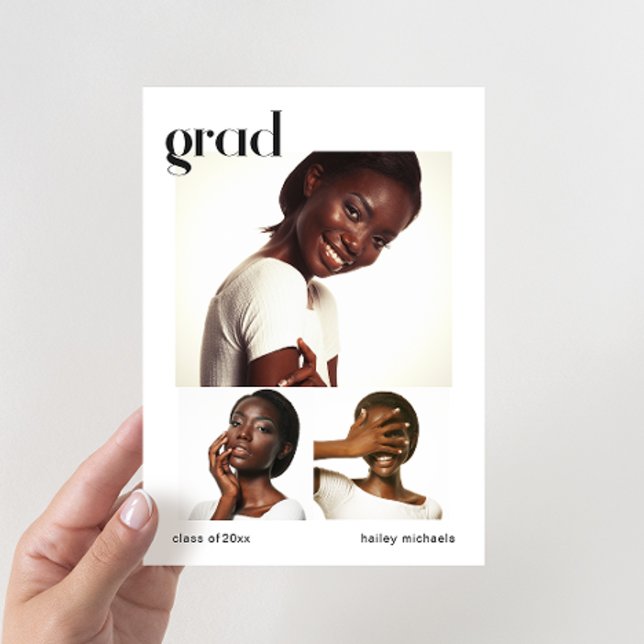 Trois photo Collage Graduation Party Invitation (Créateur téléchargé)