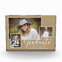 Trois photo Kraft Script Graduation Bloc photo