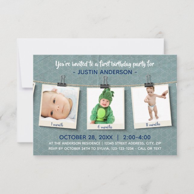 Trois photos sur Twine-3x5Anniversaire Invitation (Devant)