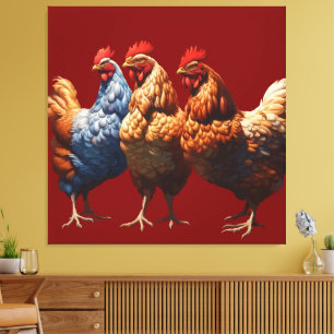 Trois poules françaises Foi Espérance Charité Déco