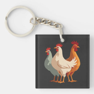Trois poules françaises Rétro découpage milieu du