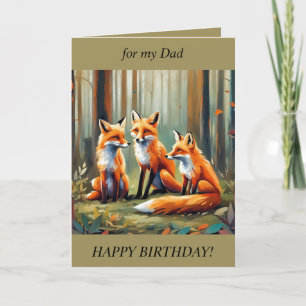 Trois Renards dans la forêt Carte d'anniversaire