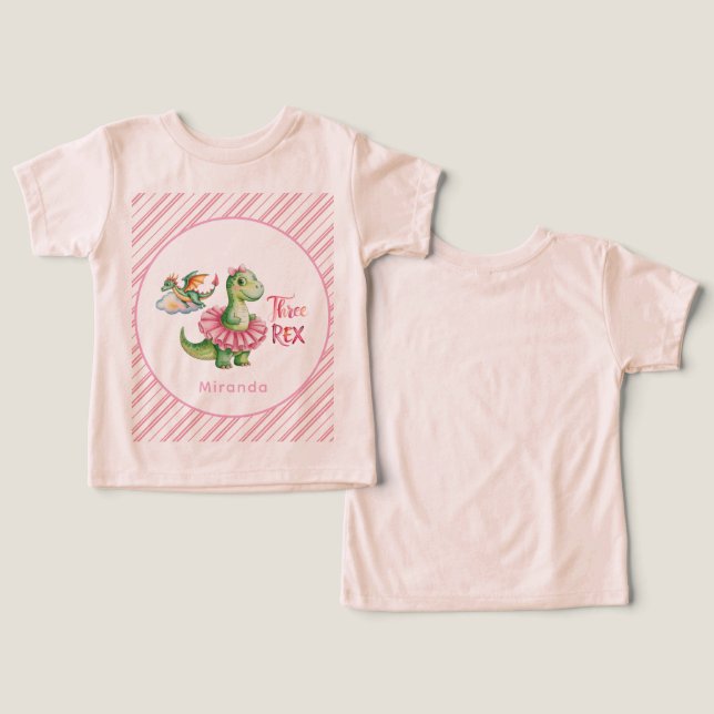 Trois Rex Dinosaur Fille Anniversaire (Design Recto & Verso)