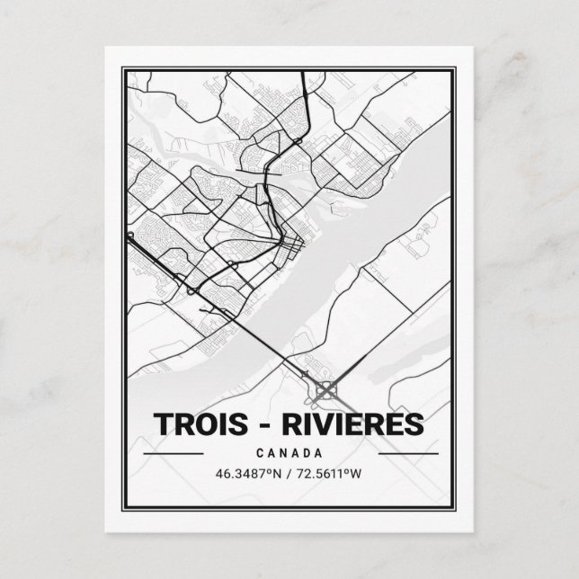 Trois-Rivières Québec Carte de la ville de voyage  (Devant)