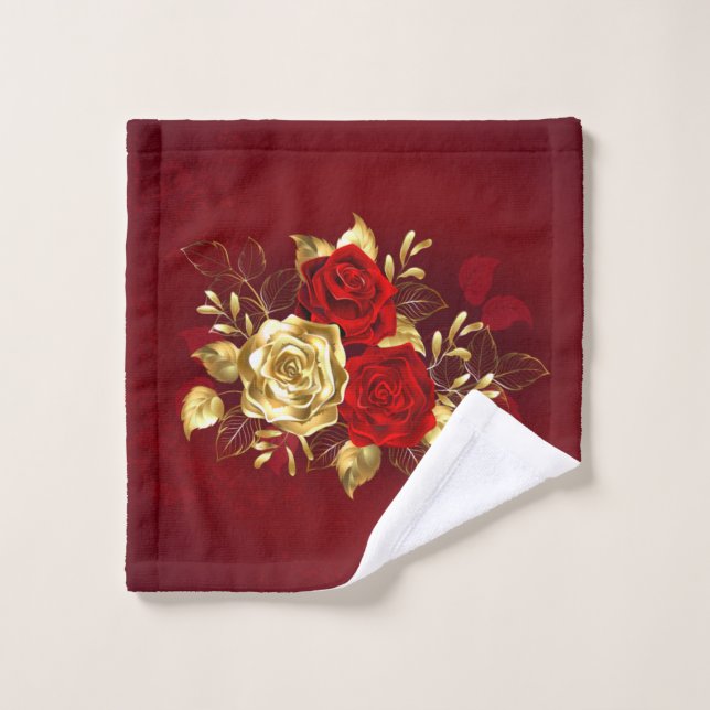Trois Roses de bijoux (Gant de toilette)
