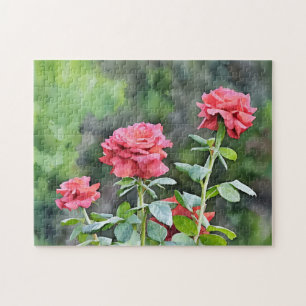 Trois Roses Rose Rose Jardin Art Puzzle