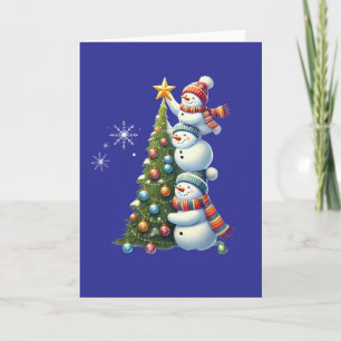 Trois Snowmen mignonne Vacances Blair Carte de Noë