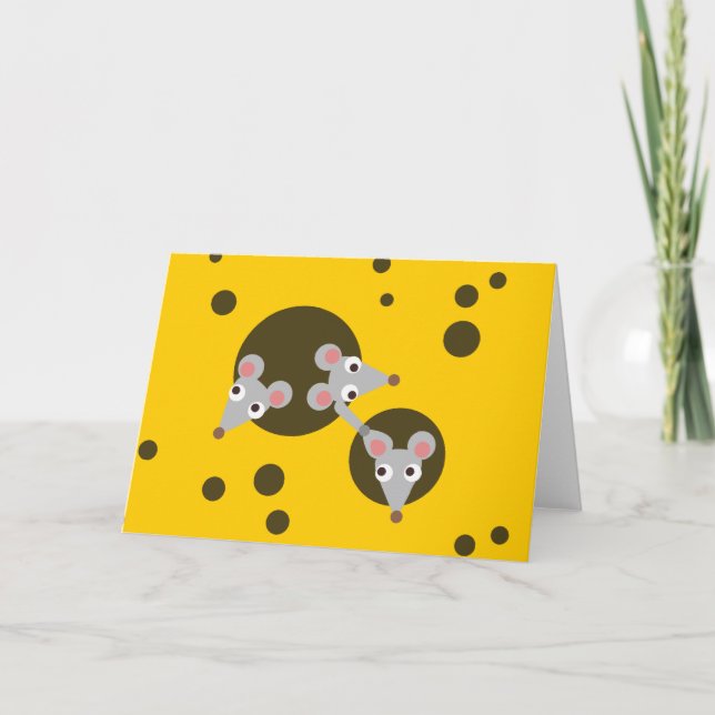 Trois souris jouées dans la carte de voeux au from (Devant)