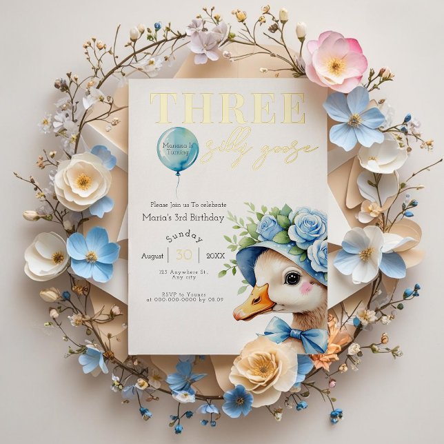 Trois soyeux Goose Boy 3e Invitation anniversaire (Créateur téléchargé)