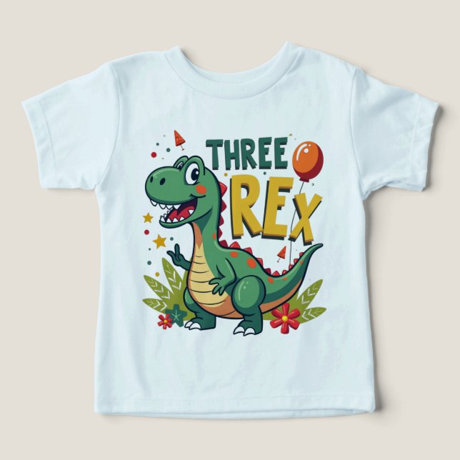 Trois T-Shirt Rex : Trois ans de plaisir Dino! (Design Recto)