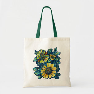 Trois tournesols, sac fourre-tout floral à art
