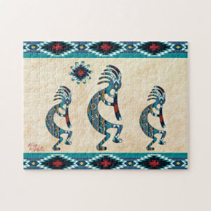Trois Turquoise Sud-Ouest Kokopelli Jigsaw Puzzle
