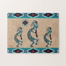 Trois Turquoise Sud-Ouest Kokopelli Jigsaw Puzzle