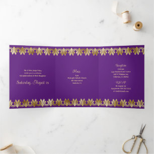 Trois Volets Bleu chic avec Gold Quinceanera Party Invitation