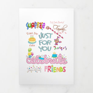Trois Volets Bonne carte d'anniversaire amis famille Tri-Fold