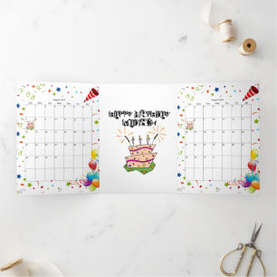 Trois Volets Bonne carte d'anniversaire août 2022 Calendrier Tr