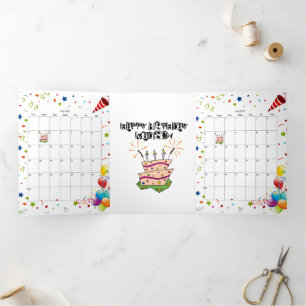 Trois Volets Bonne carte d'anniversaire Juillet 2022 Calendrier