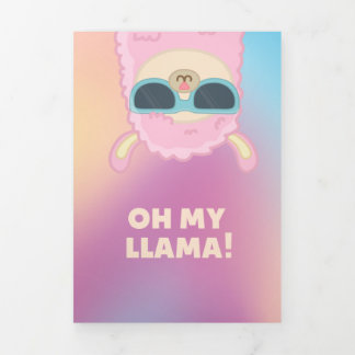 Trois Volets Carte d'anniversaire Reine Lama Mignonne Soyez Uni