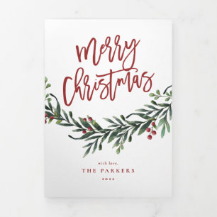 Trois Volets Carte dépliante moderne de Noël avec photo