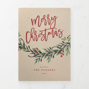 Trois Volets Carte dépliante moderne pour photo de Noël